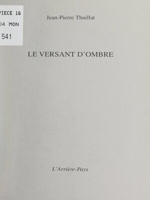 cover image of Le versant d'ombre
